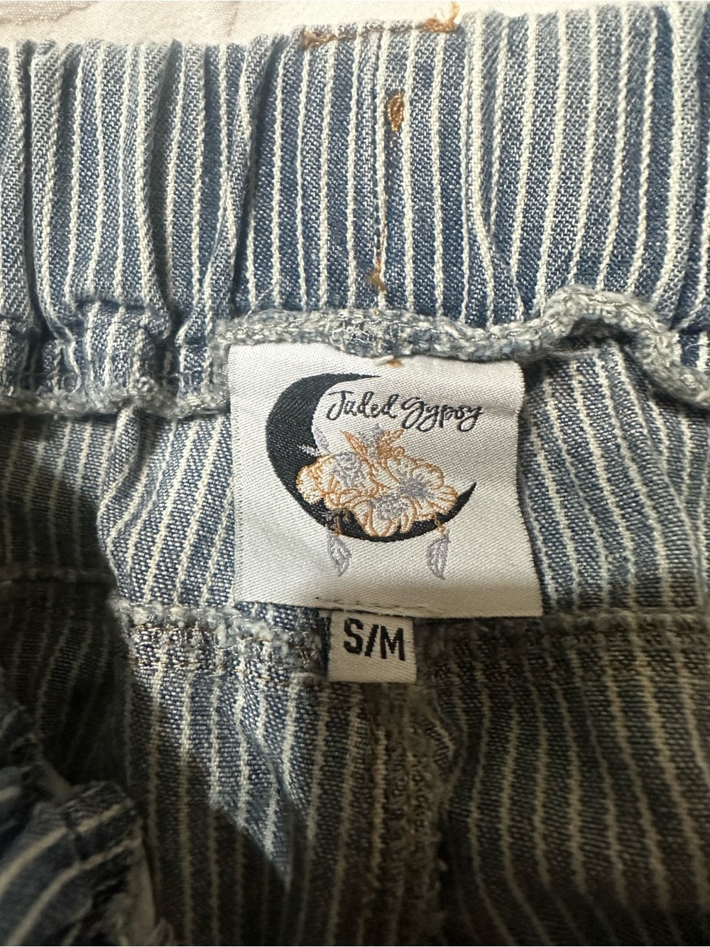 Distressed Stripe Cotton Blend Women’s Jeans - Blue - Picture 4 of 4